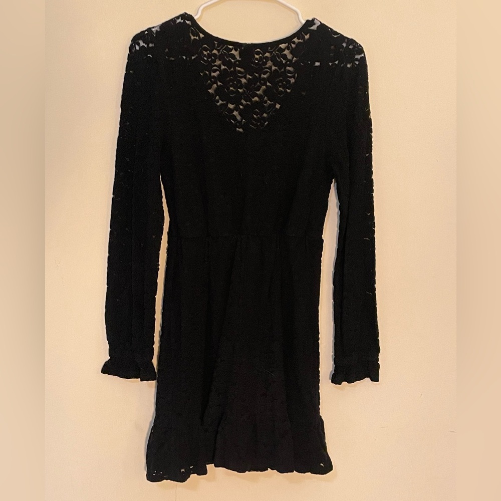 Wild Fable black lace long sleeve dress small size cotton blend v neck - Picture 7 of 8